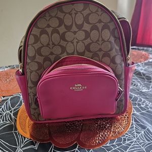 Court backpack in signature canvas in pink